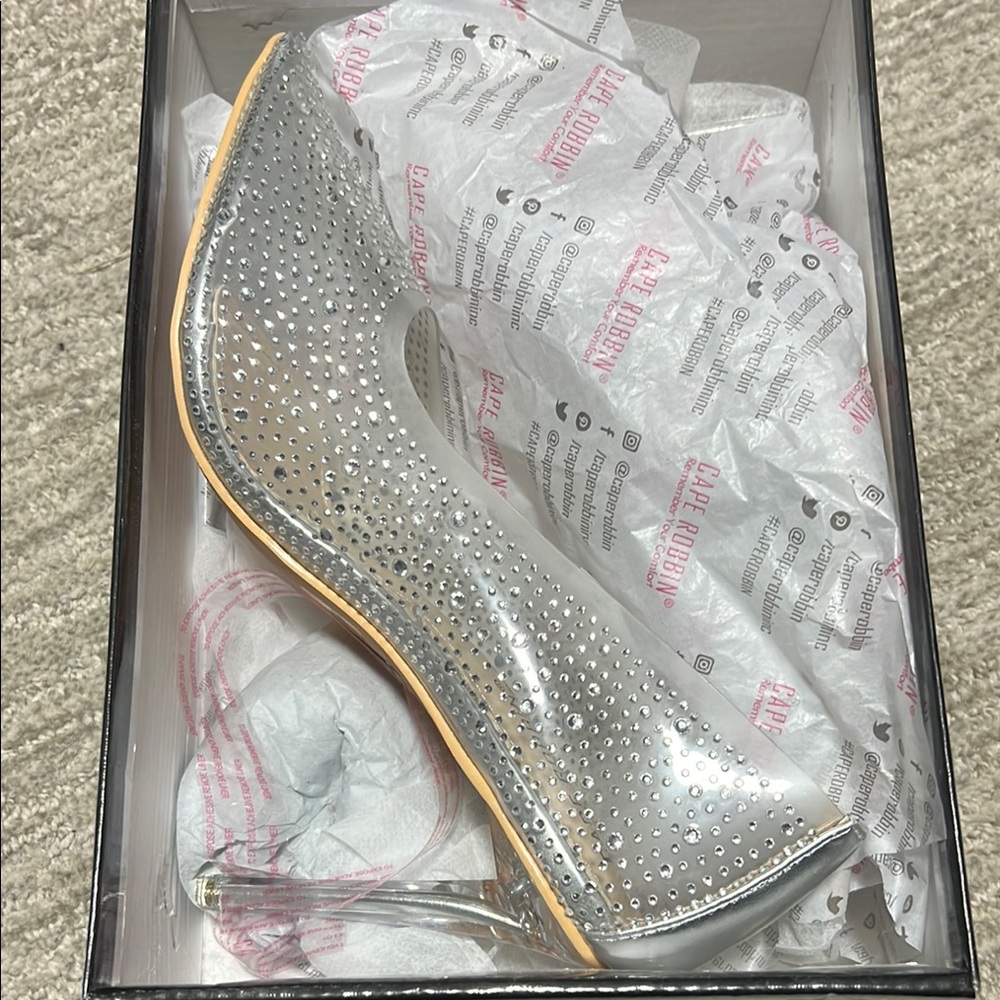 Elegant Silver Studded Women's Heels